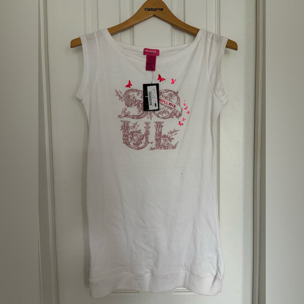Triple Five Soul Women’s Tunic Short Sleeve T Shirt White Size M NWT
